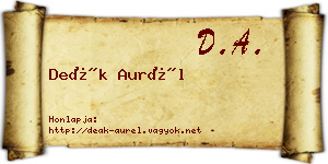 Deák Aurél névjegykártya